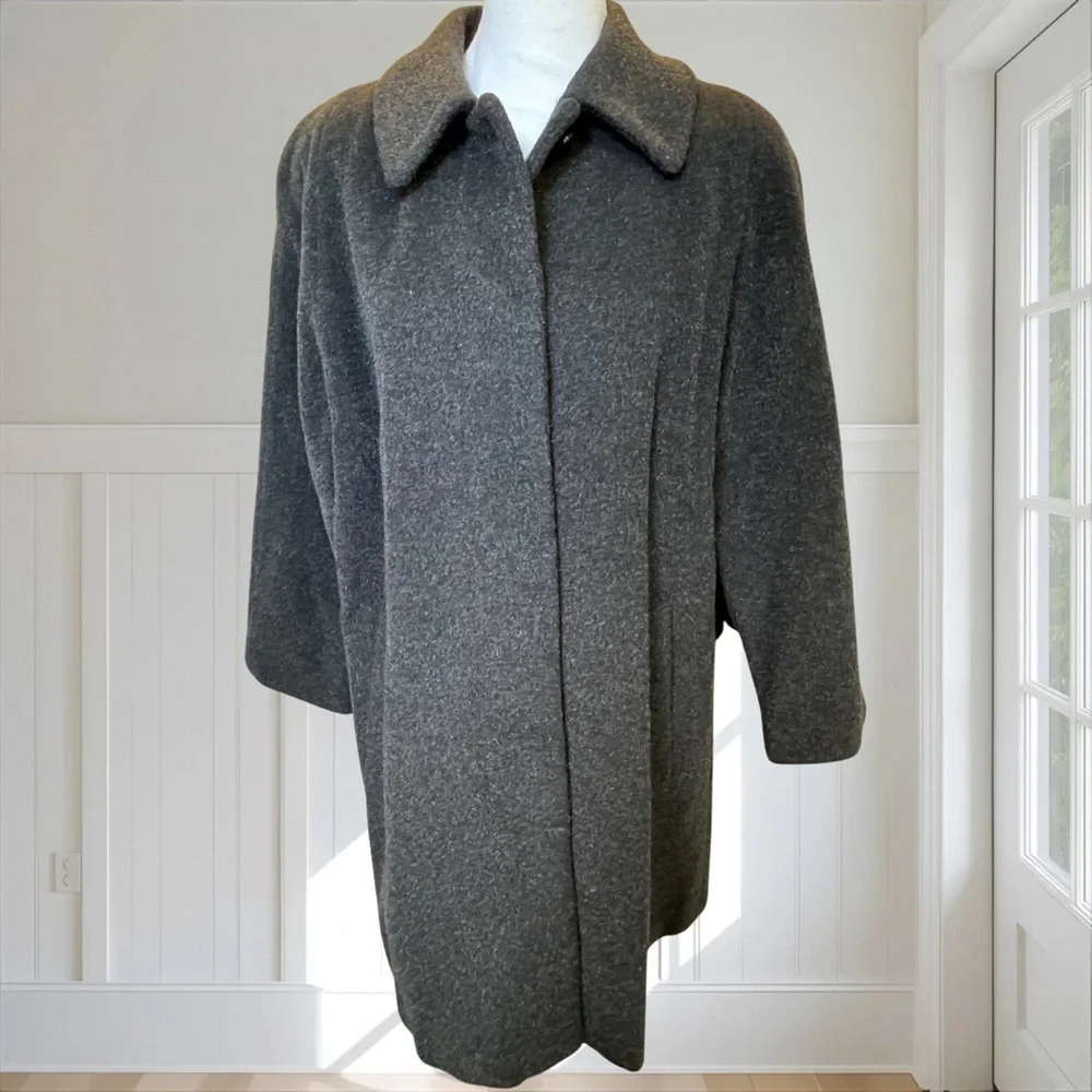 Vtg FORECASTER OF BOSTON Women's L/XL Wool Mohair Coat Dark Gray Union USA - Picture 1 of 13